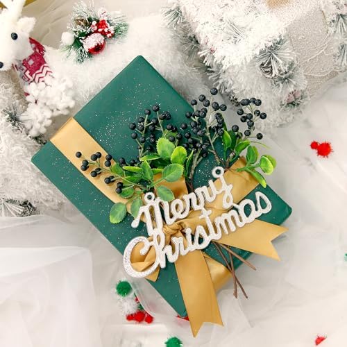 Felice Arts 6 Pack Artificial Black Berry Stems Fake Holly Berries
