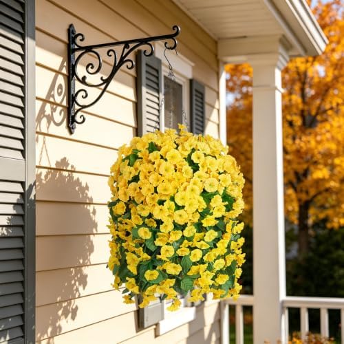 Ammyoo Artificial Faux Hanging Flowers Basket for Fall Outdoor Decor