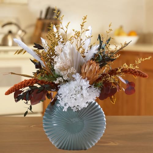 Dried Flowers for Vase, Boho Pampas Grass Hydrangea Eucalyptus Bouquet