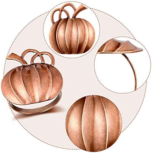 Patelai 12 Pieces Fall Pumpkin Napkin Rings Thanksgiving,Bronze