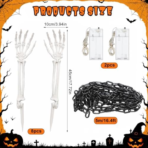 Junkin 12 Pcs Halloween Decorations Outdoor, Skeleton Arms Stakes Kit