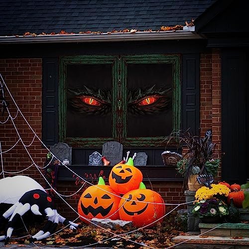 Irenare 2 Pcs Halloween Eyes for Windows, Curtain Panels Black Window Treatment Scary Eye Halloween Window Posters Silhouette for Bedroom Living Room, 34.49 x 60.24 Inches(Dragon)
