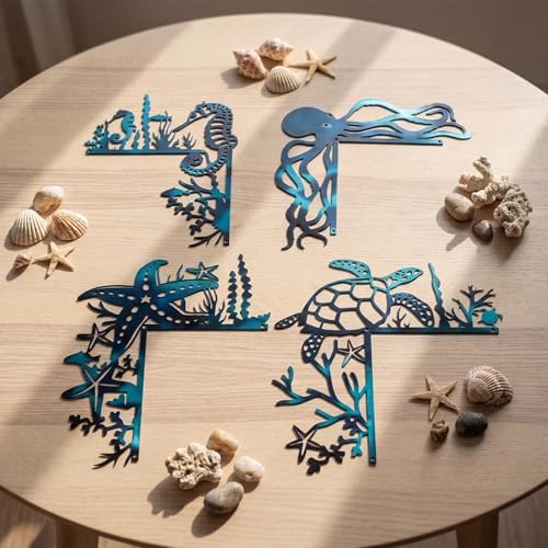 MorningRo 4 Pcs Ocean Themed Door Frame Topper Metal Wall Art