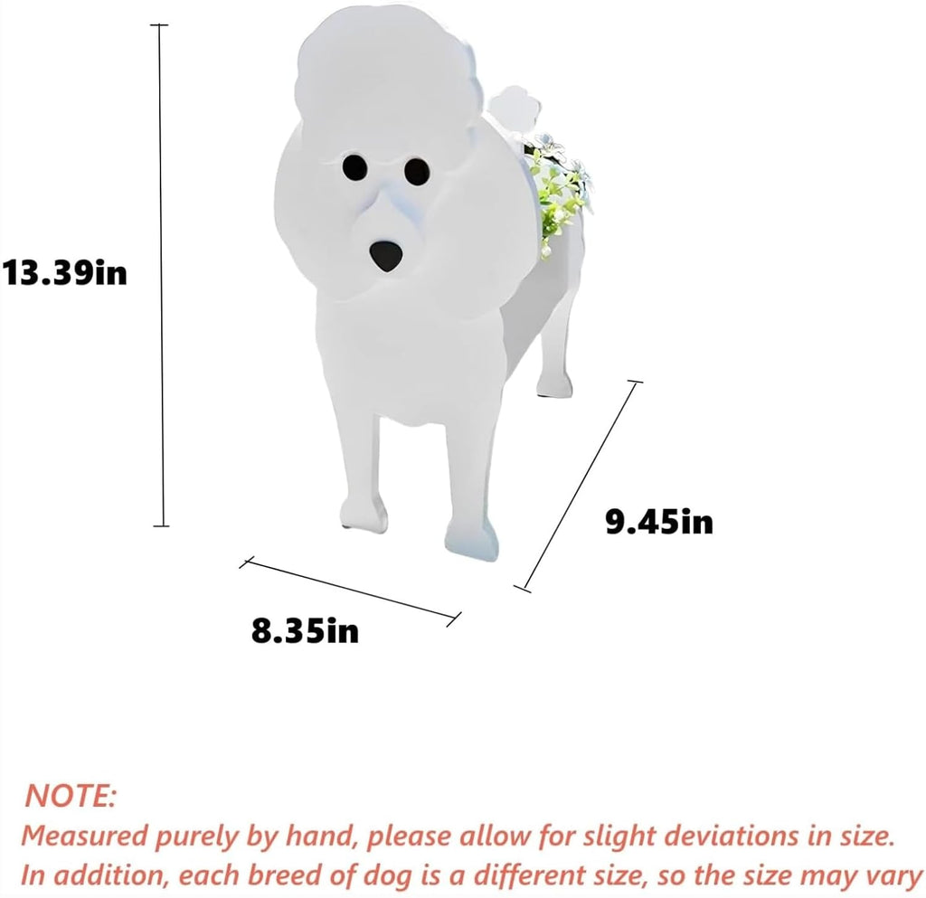 Poodle Dog Planter Pots, Animal Shaped Flower Pot | Cute Plant Gift for Women and Pet Lovers, Indoor Outdoor Garden