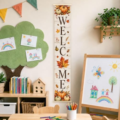 Rustic Fall Welcome Porch Door Banner Wall Decorations 8x47