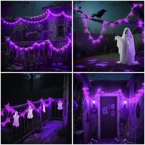 Halloween Lights Indoor Bats Decor Battery Operated 10FT 20LED Purple