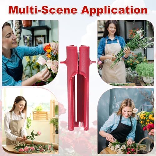 M METERXITY 1-Pack Rose Thorn Stripper Tool, Plastic Metal Flower Stem Leaf Thorn Stripper for Bouquets Pruning Branches/Floral Arrangement, Flower Stripping Tool Remove [Rose Red]