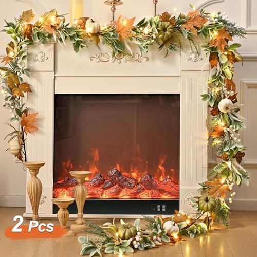Waipfaru Fall Decor, Fall Garland for Mantle, Autumn Garland with Lights