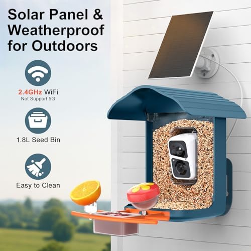 birdsnap® PAV Bird Feeder with Camera Solar Powered 2K Live Video 32GB Card