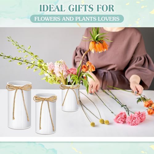 Zonon Farmhouse Vase Decor, Galvanized Flower Bucket,White,3 Pcs