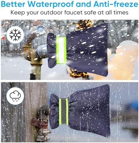 2Pack Outdoor Faucet Covers for Winter - Pro 6.7"W x 8.3"H Outdoor Water Faucet Covers Socks for Winter Freeze Protection Pipe Insulation Reusable Waterproof Insulated Spigot backflow Cover,Blue