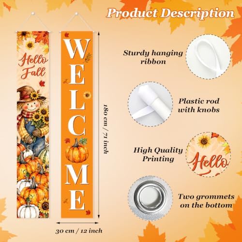 Fall Welcome Banner Porch Sign Hello Fall Banner Front Door Outdoor Decor