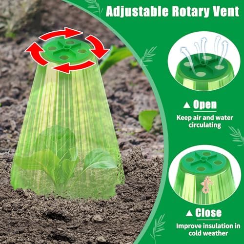UQM 20 Pack Garden Cloches for Plants with Rotary Vent Cover Reusable