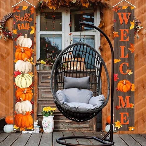 Fall Porch Banner Pumpkin Thanksgiving Door Decorations for Home Decor