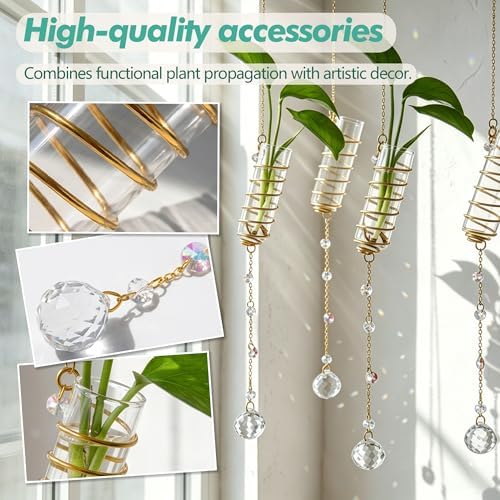 6Pcs Hanging Propagation Station with Crystal Ball Prisms Plant Suncatcher