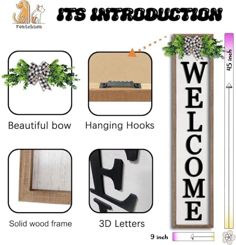 3D Outdoor Welcome Sign, 45"X9", Wood