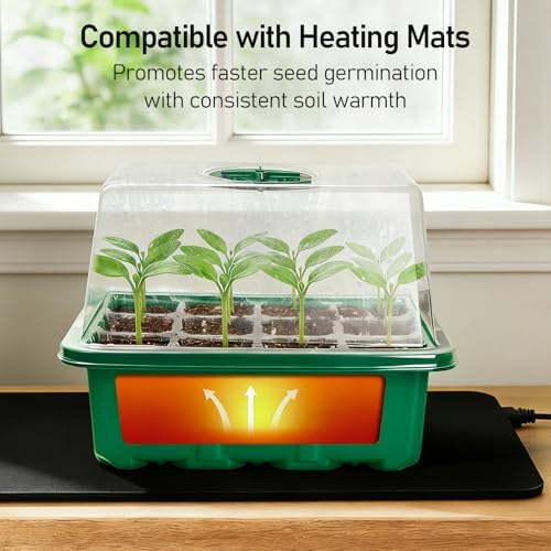 MIXC 10 Pack Seed Starter Tray, 120 Cell Stater Kit with Elevated Lid Green