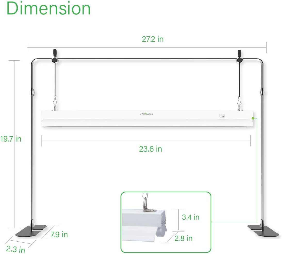 2ft Grow Light for Seed Starting,LED Grow Lamp for Indoor Plants,Seedling Grow Light with Stand,Seed Starter Light Kit