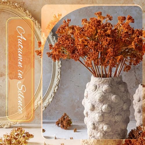 Thiccywoov 6 Pack Fall Yarrow Achillea Stems, Artificial Flower Picks