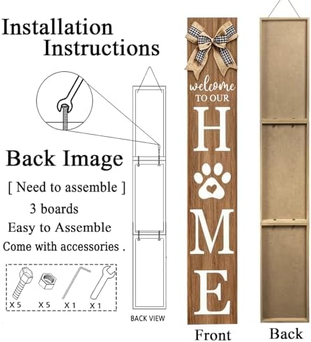 Welcome to Our Home Front Door Sign, 47"X8", Wood