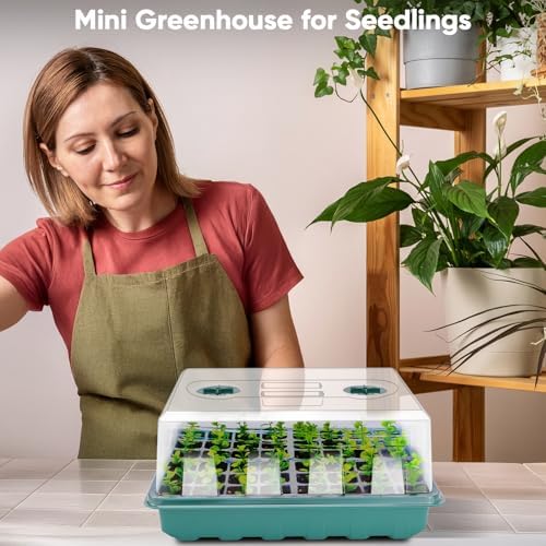 192 Cell Seed Starter Tray, Seed Starter Kit with Adjustable Humidity Dome, Seed Starting Trays Plant Starter Kit for Seeds Growing Starting, Indoor Gardening, Greenhouse