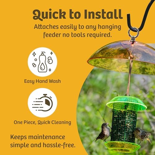 Birds Choice Red Bird Feeder Dome | 10.5" Rain Guard Cover for Hanging Bird Feeders | Outdoor Weather Guard to Help Keep Seed Dry