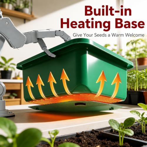 36-Cell Seed Starter Kit with Grow Light and Built-in Heating Base, Heated Seed Starter Tray with Humidity Dome and Adjustable Vents for Indoor Seed Germination