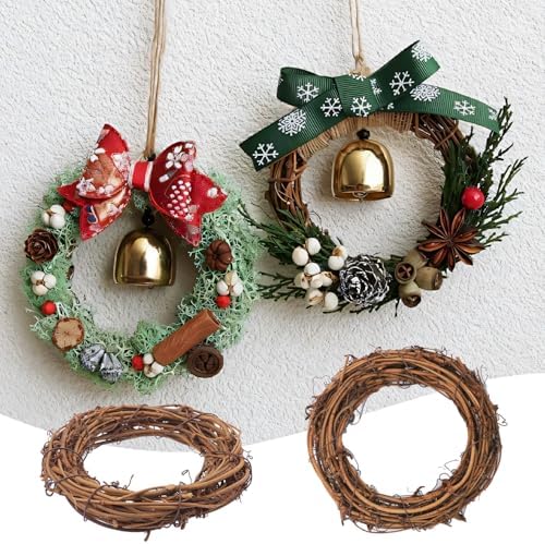 20 Pcs 4.72 Inch Natural Grapevine Wreath Set, Natural Rattan Wreath,Hand-Woven 4.72 Inch Vine Branch Wreaths, Perfect for DIY Crafts, Christmas Decorations, and Wedding Supplies