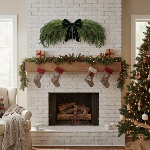Suncalla 2 Pack 31.5" Christmas Swag Decoration, Norfolk Pine, Green