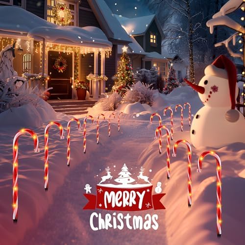 10PCS Plastic Ground Spikes, Replacement Stakes for Candy Cane Lights, Maintain Candy Cane Pathway Lights, 0.68 * 5 Inch Markers