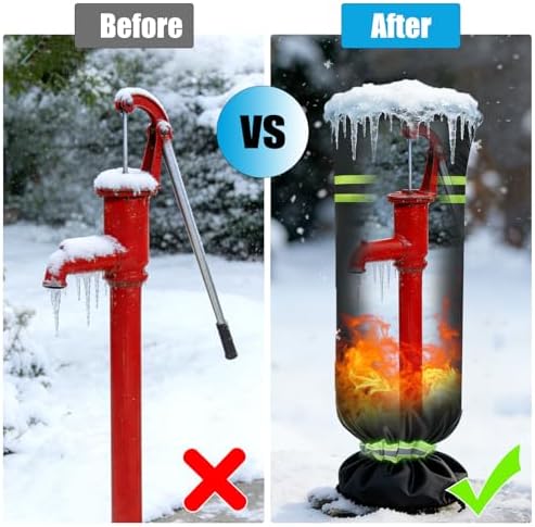 Outdoor Faucet Covers for Winter Freeze Protection, 35" x 15" Outside Spigot Cover, Reusable Waterproof Hose Bib Covers, Reflective Pipe Insulation Wrap with Thicker 420D Oxford Fabric