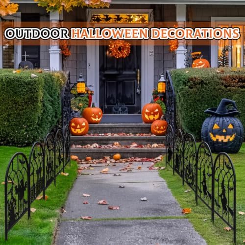Yaocom 12 Pack Halloween Classic Fence, 16.5" H x 11.8" W Metal Lawn Decor