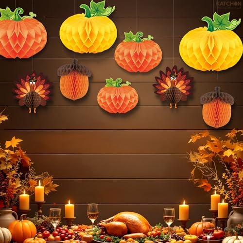 KatchOn Thanksgiving Hanging Decorations, Pack of 9 Turkey Centerpieces