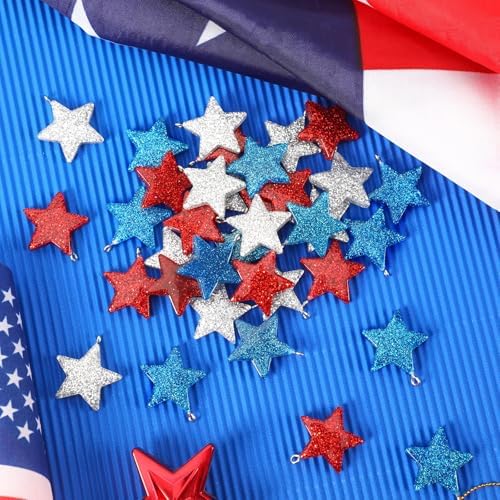 36PCS Mini Resin Patriotic Star Ornaments 4th of July Hanging Decor