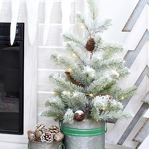 AuldHome Design Pine Cone Picks (6-Pack); Frosted Evergreen Christmas Decor Floral Stems for Wreaths, Vases and Holiday Arrangements