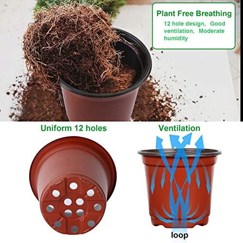 Augshy 110 Pcs 6 Inches Plastic Plants Nursery Pot, Seed Starting Pots