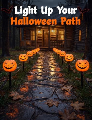 Halloween Outdoor Pathway Lights, 4-Pack LED Pumpkin Stake Lights