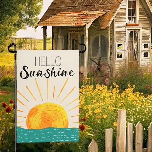 Summer Hello Sunshine Garden Flags 12x18 Double Sided Small Yard Flag for Outside Decorations Outdoor Lawn Flags