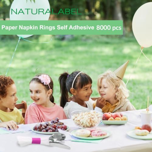 NATURALABEL Self-Adhesive Napkin Bands, Pack of 8,000, Hot Pink