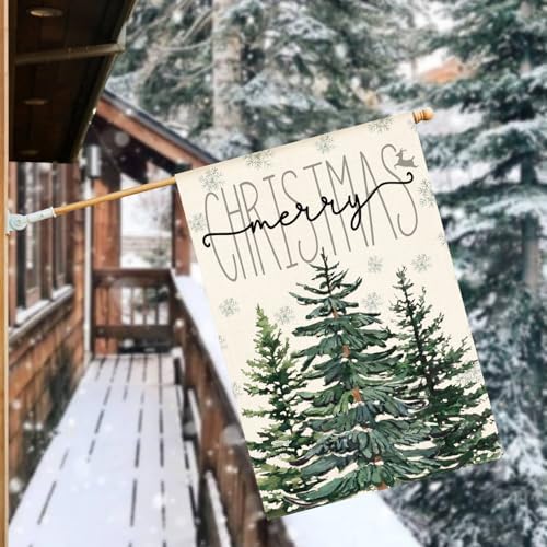 AVOIN colorlife Merry Christmas Pine Tree House Flag 28x40 Inch