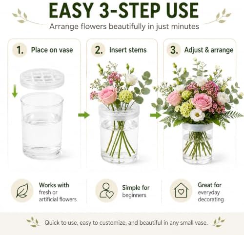 2 Pack Silicone Flower Arranging Grid, Stretchable & Reusable, 3.2 Inch