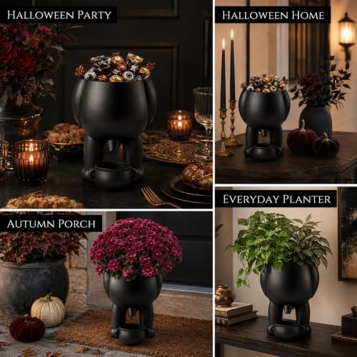 Halloween Novelty Candy Bowl Black Cauldron Trick Or Treat Dish Party Décor