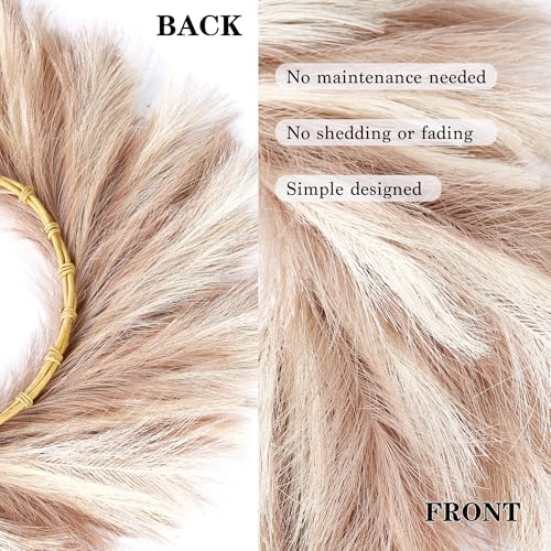 Sggvecsy Pampas Grass Wreath 26’’ Faux Pampas Wreath for All Seasons Artificial Pampas Wreath Christmas Decor Boho Wall Decor for Front Door Farmhouse Fall Autumn Xmas Spring Wreath Decoration (Mix)