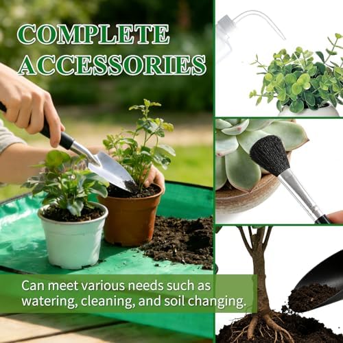 Gute 30Pcs Mini Succulent Tools Set,Plant Care Kit w/Repotting Mat