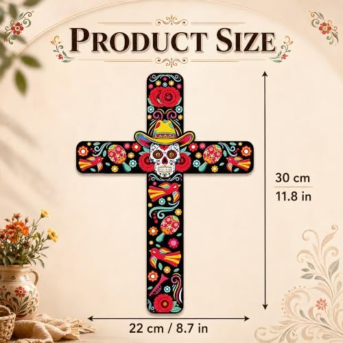 Day of The Dead Decorations - 2PCS Dia de Los Muertos Cross Wall Decor
