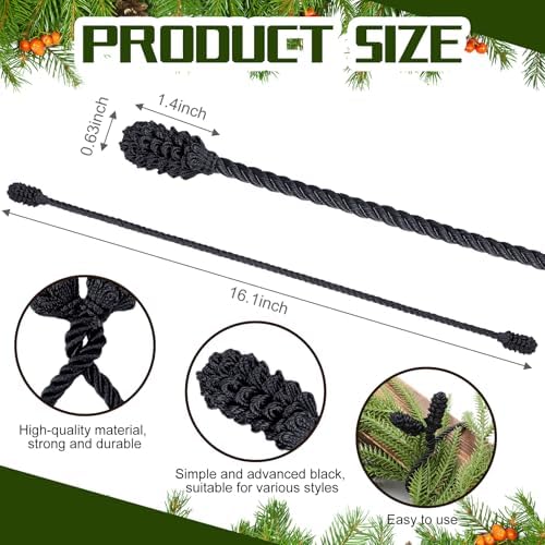 Shappy 36 Pieces Christmas Garland Ties for Banister Reusable, Black