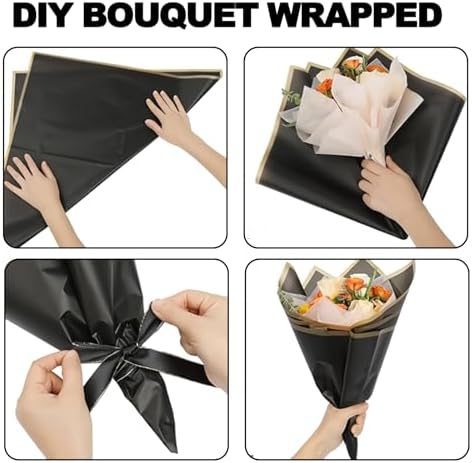 DEWJDFSC 20 Sheets Flower Bouquet Wrapping Paper Floral Korean Blue-2