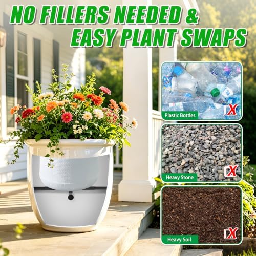 Adjustable Plant Risers for Inside Pots，Heavy Duty Metal Planter Inserts