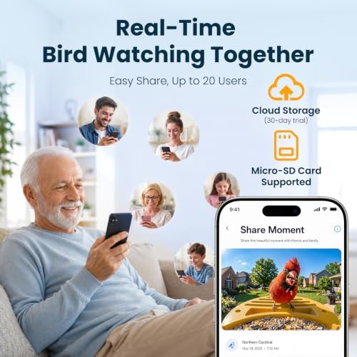 Smart Bird Feeder with Camera, Yellow