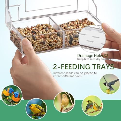 2PCSchunhai Clear Bird Feeder for Window
